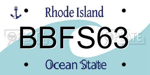 BBFS63 Rhode Island License Plate