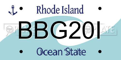 BBG20I Rhode Island License Plate