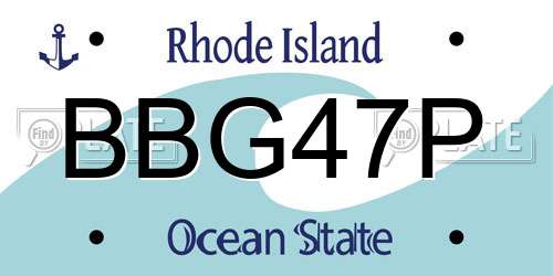 BBG47P Rhode Island License Plate