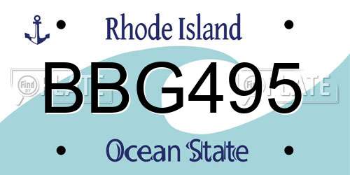 BBG495 Rhode Island License Plate