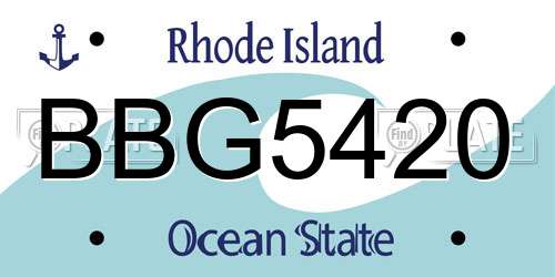 BBG5420 Rhode Island License Plate