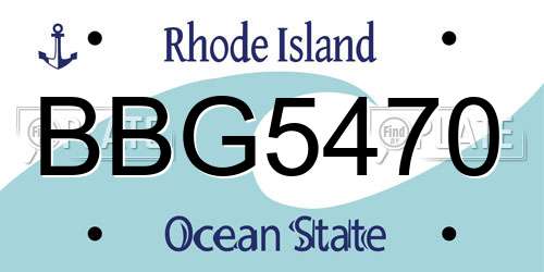BBG5470 Rhode Island License Plate