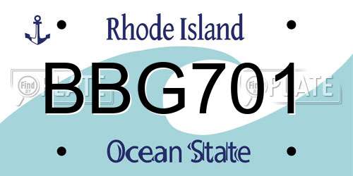 BBG701 Rhode Island License Plate