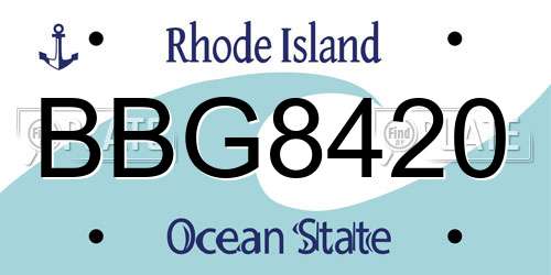 BBG8420 Rhode Island License Plate