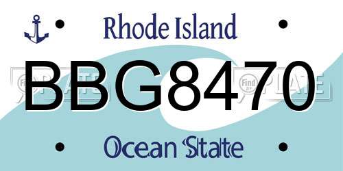 BBG8470 Rhode Island License Plate