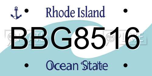 BBG8516 Rhode Island License Plate