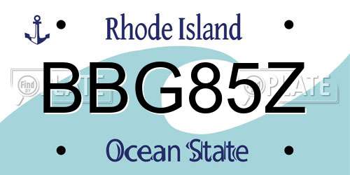 BBG85Z Rhode Island License Plate