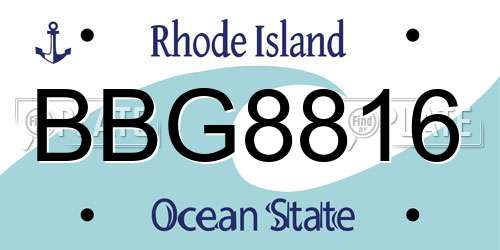 BBG8816 Rhode Island License Plate