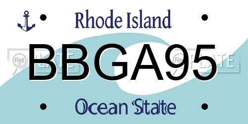 BBGA95 Rhode Island License Plate