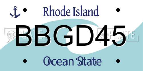 BBGD45 Rhode Island License Plate