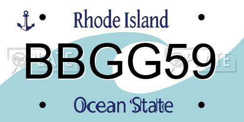 BBGG59 Rhode Island License Plate