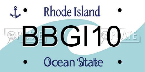 BBGI10 Rhode Island License Plate