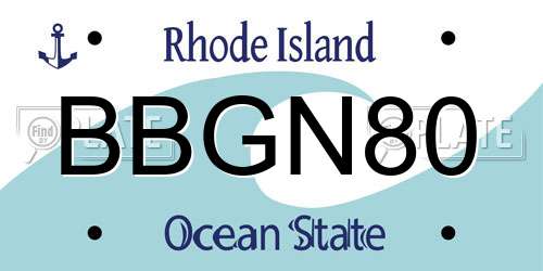 BBGN80 Rhode Island License Plate