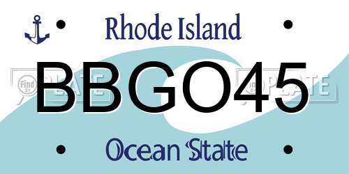 BBGO45 Rhode Island License Plate