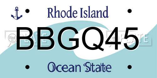 BBGQ45 Rhode Island License Plate