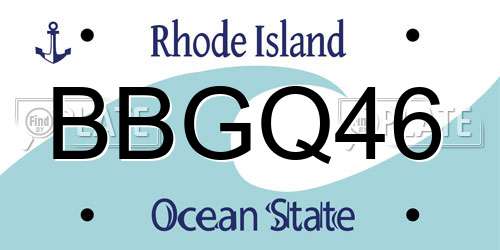 BBGQ46 Rhode Island License Plate