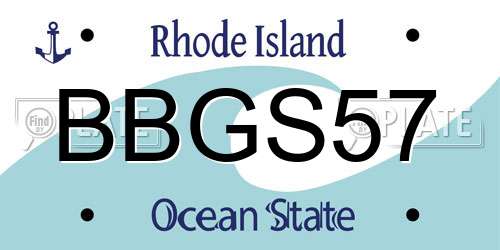 BBGS57 Rhode Island License Plate