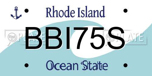 BBI75S Rhode Island License Plate