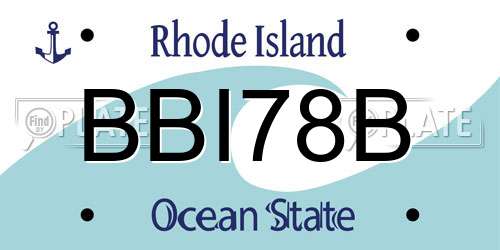 BBI78B Rhode Island License Plate