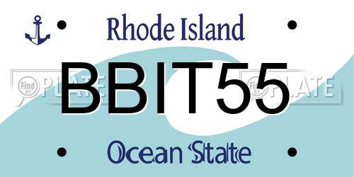 BBIT55 Rhode Island License Plate