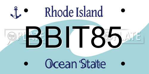 BBIT85 Rhode Island License Plate