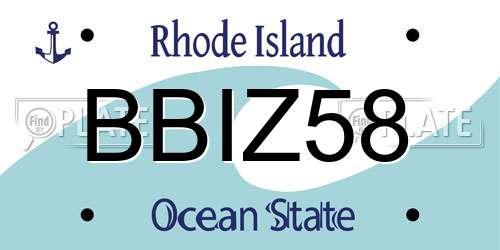BBIZ58 Rhode Island License Plate