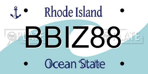 BBIZ88 Rhode Island License Plate