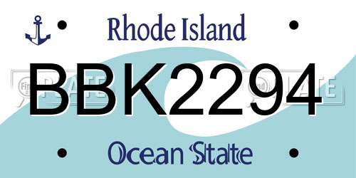BBK2294 Rhode Island License Plate