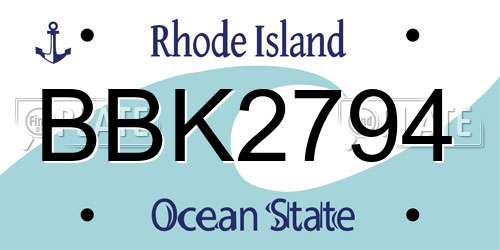 BBK2794 Rhode Island License Plate
