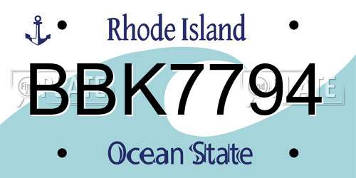BBK7794 Rhode Island License Plate