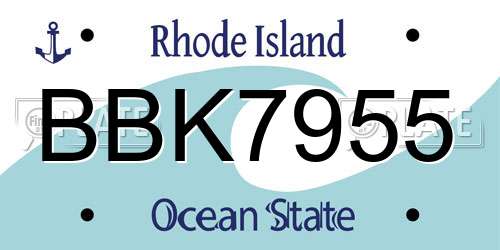 BBK7955 Rhode Island License Plate