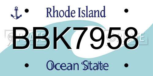BBK7958 Rhode Island License Plate