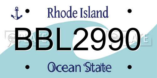 BBL2990 Rhode Island License Plate