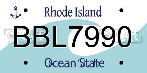 BBL7990 Rhode Island License Plate