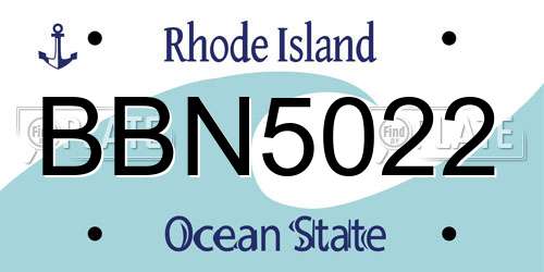 BBN5022 Rhode Island License Plate