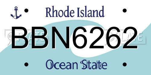 BBN6262 Rhode Island License Plate