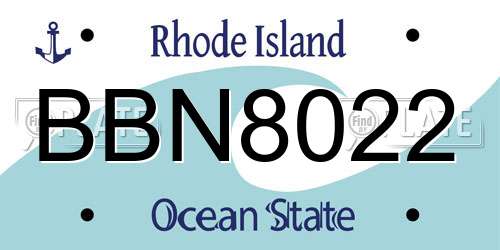 BBN8022 Rhode Island License Plate