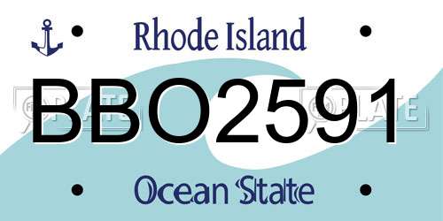 BBO2591 Rhode Island License Plate