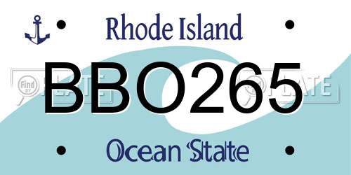 BBO265 Rhode Island License Plate