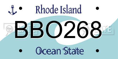 BBO268 Rhode Island License Plate