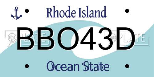 BBO43D Rhode Island License Plate