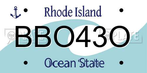 BBO43O Rhode Island License Plate