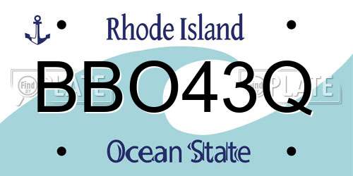 BBO43Q Rhode Island License Plate