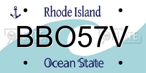 BBO57V Rhode Island License Plate