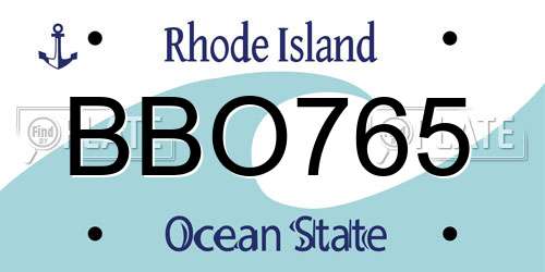 BBO765 Rhode Island License Plate