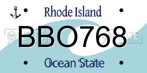 BBO768 Rhode Island License Plate