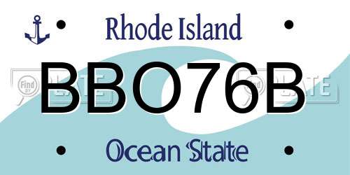 BBO76B Rhode Island License Plate