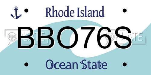 BBO76S Rhode Island License Plate