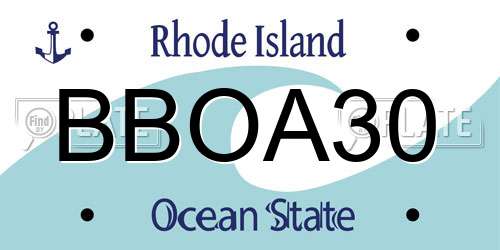 BBOA30 Rhode Island License Plate