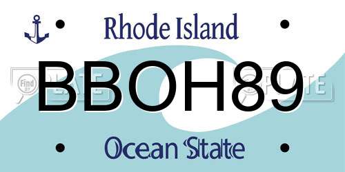 BBOH89 Rhode Island License Plate